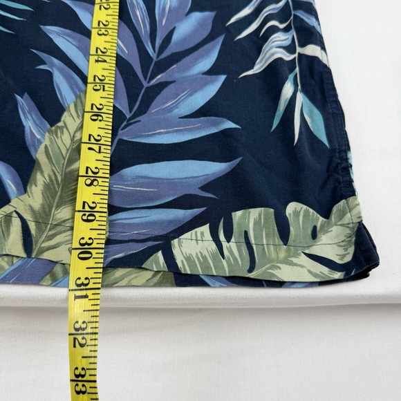 St Johns Bay Shirt Mens XL Blue/Green  Silk Hawaiian Floral Button Up‎ Casual - Picture 11 of 12